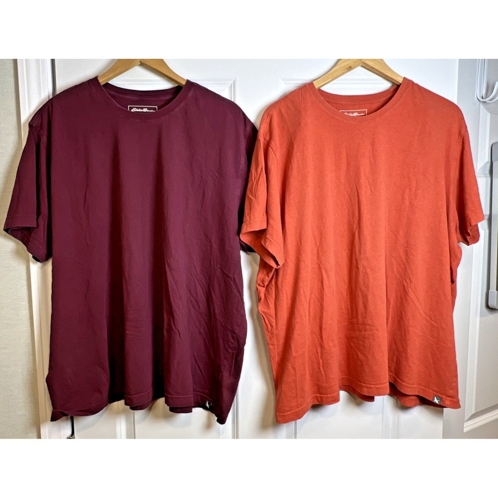 Eddie Bauer Legend Wash Men's 3XL Lot of 2 Cranberry & Orange Tees 8602